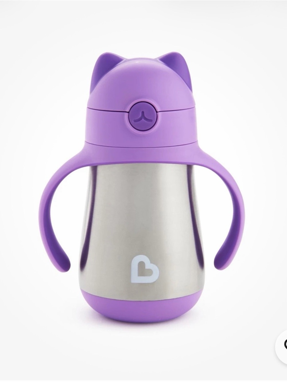 Munchkin Stainless Steel Sippy Cup with Purple Handles and Lid